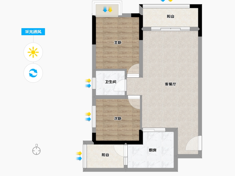 四川省-泸州市-久力丹城领秀-65.26-户型库-采光通风