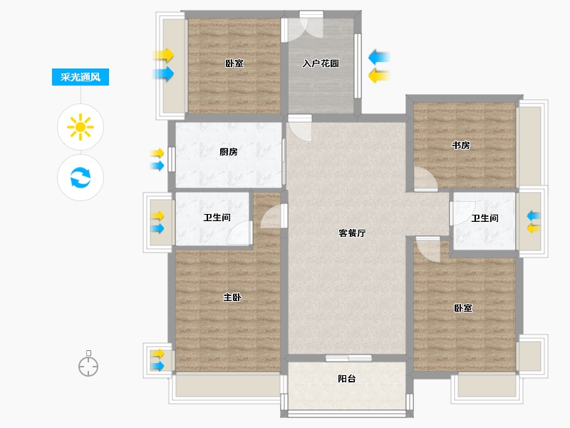 广东省-中山市-金帝世纪城-115.00-户型库-采光通风