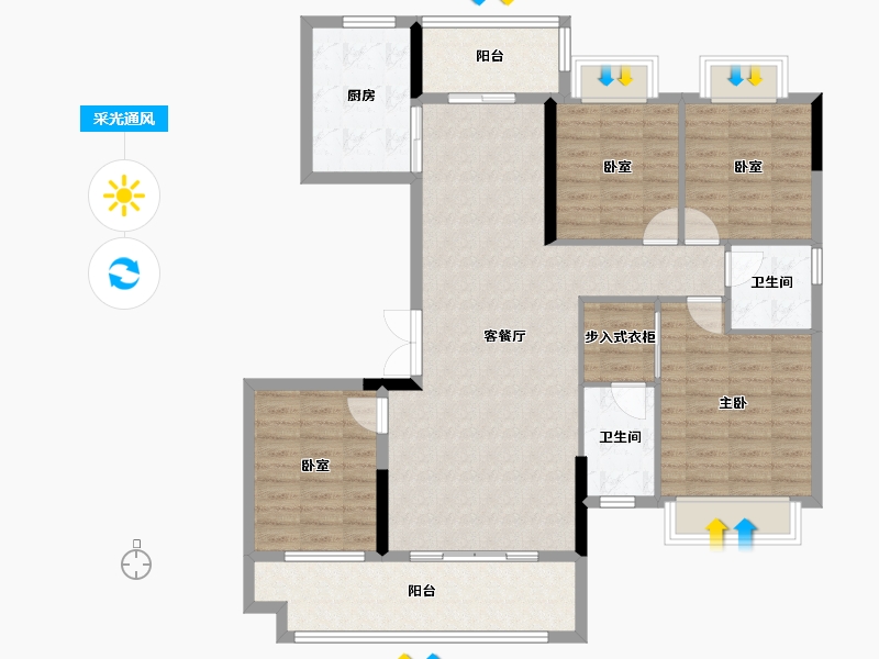 湖南省-岳阳市-景润天岳-116.24-户型库-采光通风