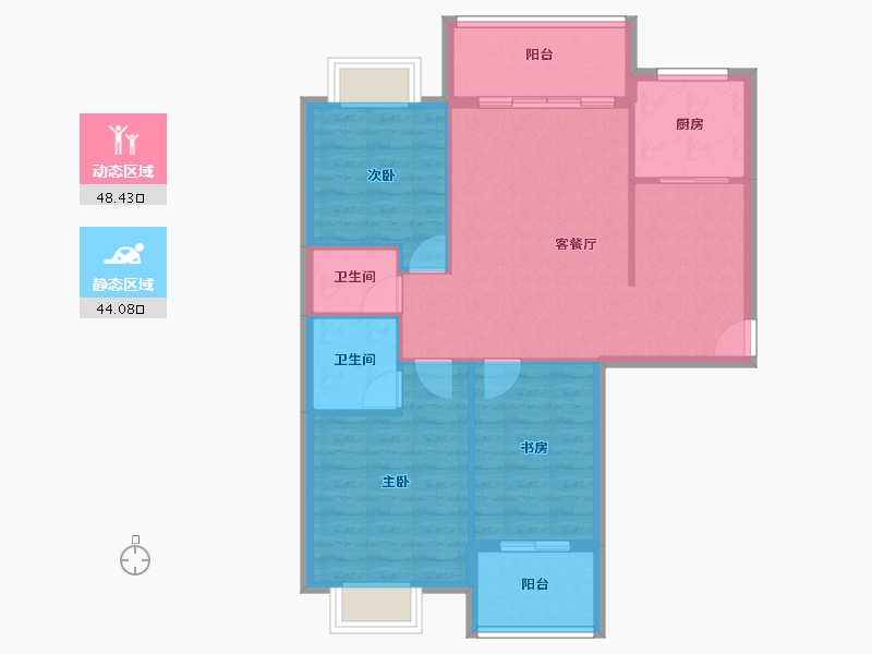 福建省-南平市-武夷山百花欣苑公园里-84.00-户型库-动静分区