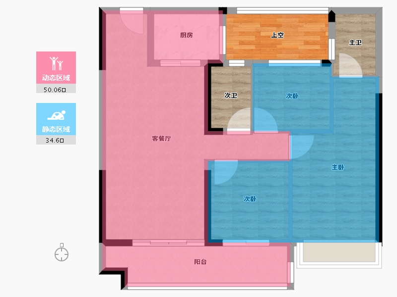 湖南省-郴州市-汝城碧桂园-90.56-户型库-动静分区