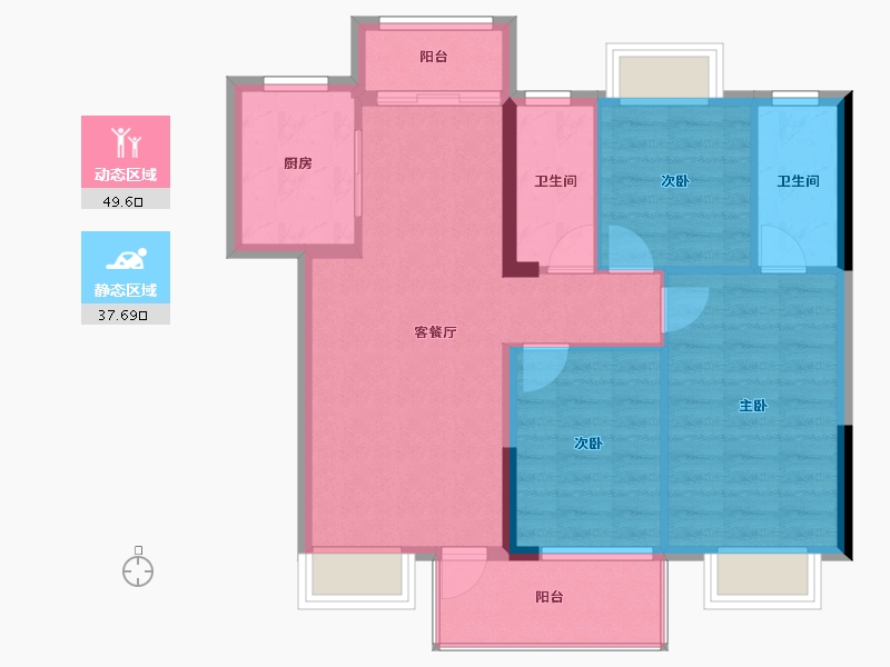 广东省-东莞市-腾龙名悦公馆住宅-78.17-户型库-动静分区