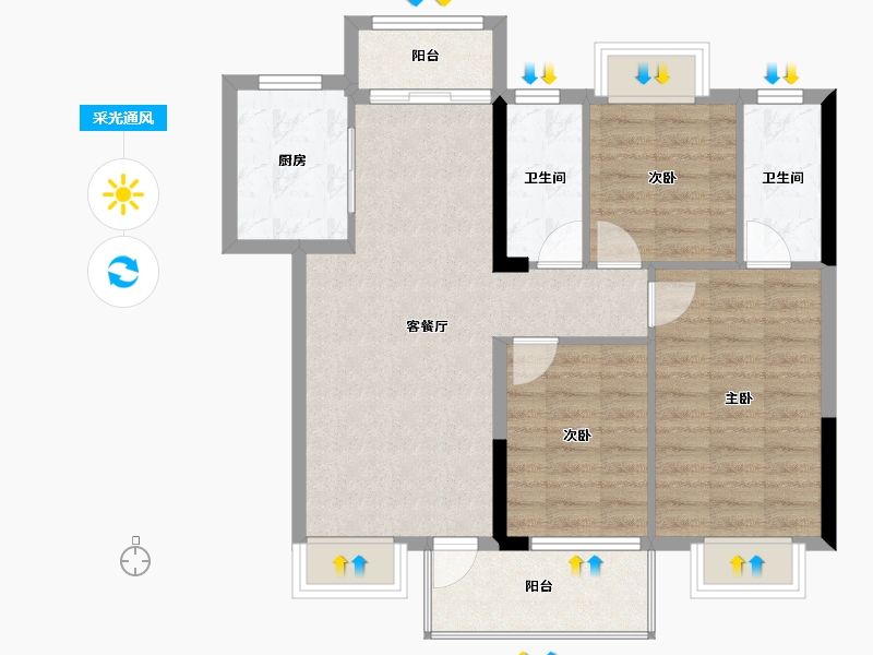 广东省-东莞市-腾龙名悦公馆住宅-78.17-户型库-采光通风