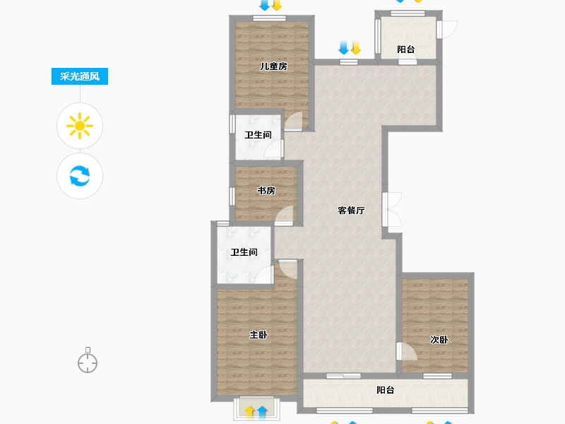 山西省-太原市-怡佳·天一城-128.60-户型库-采光通风