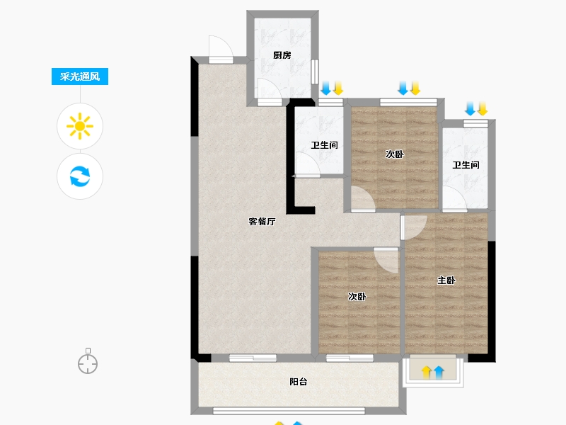 湖北省-孝感市-加泰北美金海岸-92.00-户型库-采光通风