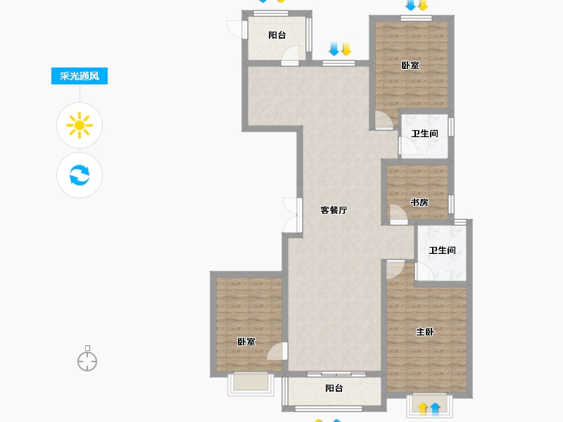 山西省-太原市-怡佳·天一城-125.46-户型库-采光通风