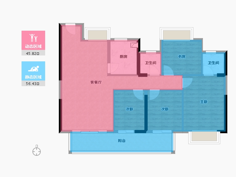 福建省-龙岩市-书华文郡-92.03-户型库-动静分区