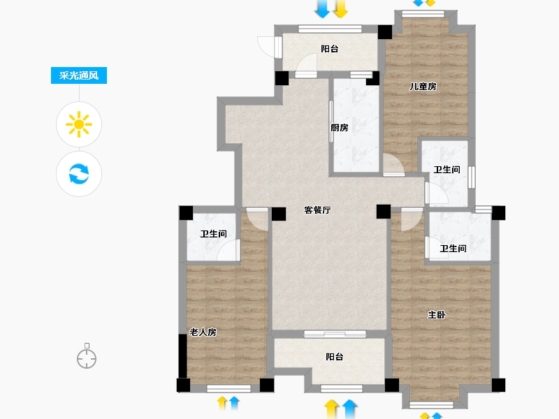 福建省-宁德市-龙芝富春茶城-92.80-户型库-采光通风