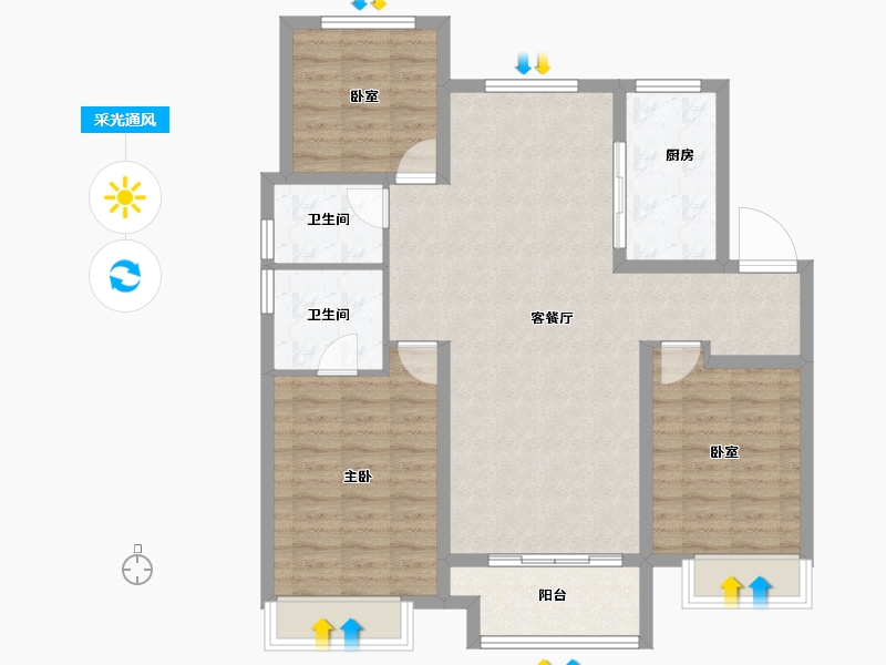 山东省-德州市-东城壹号院-94.98-户型库-采光通风