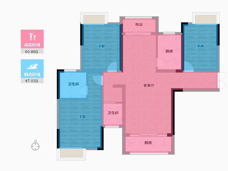 湖南省-常德市-宏泰·玖州府-95.77-户型库-动静分区