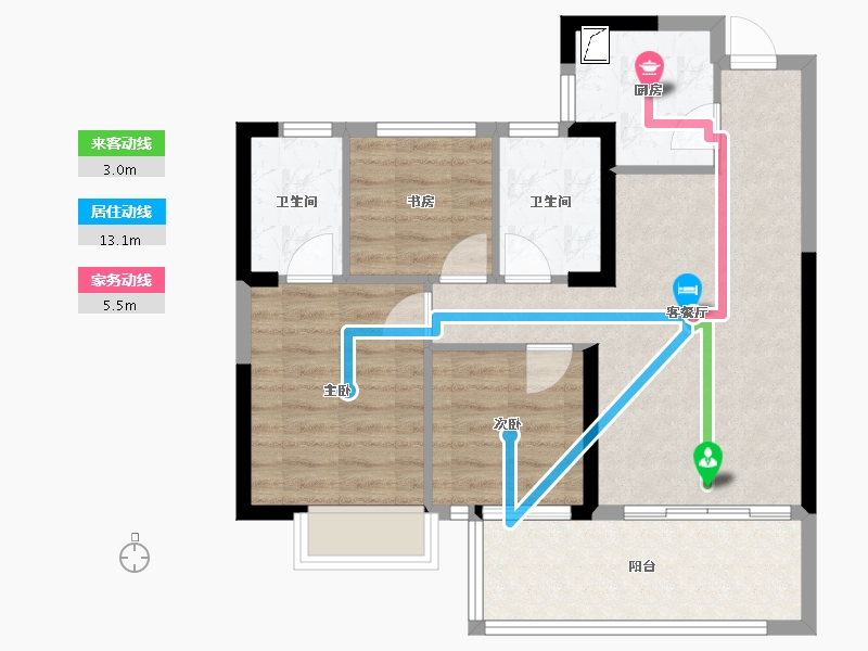 福建省-龙岩市-书华文郡-71.68-户型库-动静线