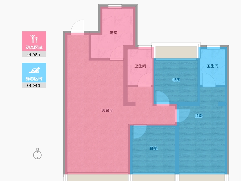 辽宁省-沈阳市-亚泰·鲲鹏府-70.00-户型库-动静分区