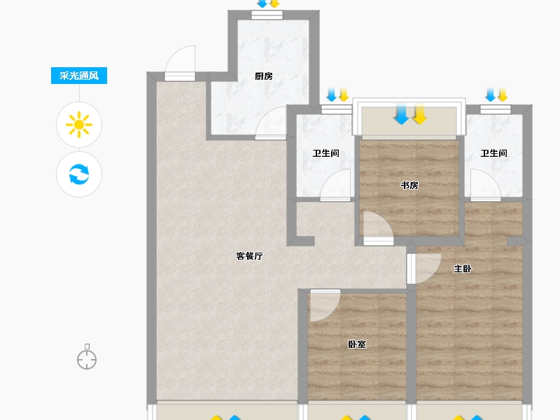 辽宁省-沈阳市-亚泰·鲲鹏府-70.00-户型库-采光通风