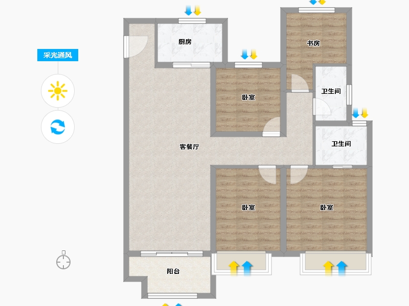 山东省-德州市-东城壹号院-102.53-户型库-采光通风