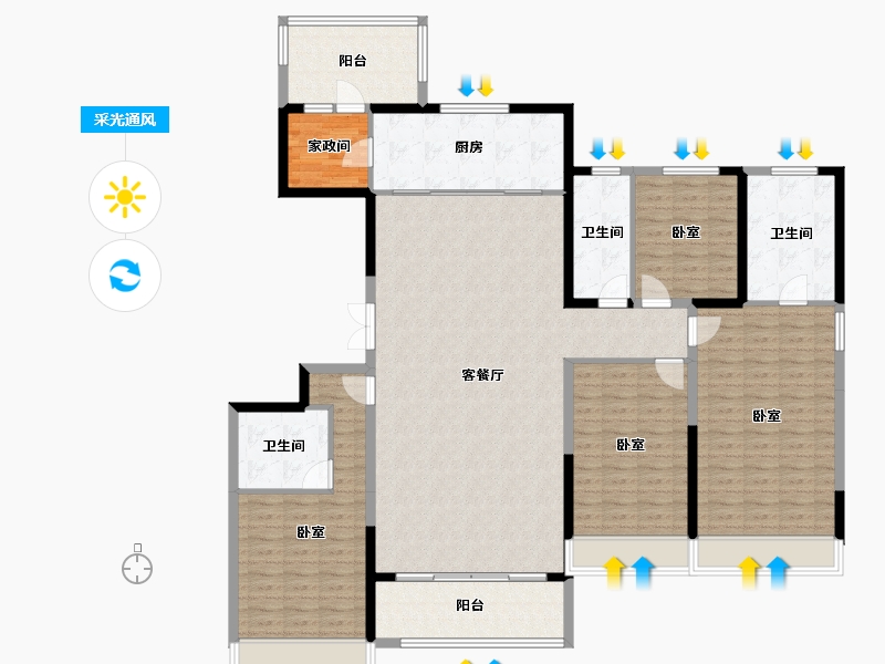 河北省-唐山市-唐城·壹零壹-177.00-户型库-采光通风