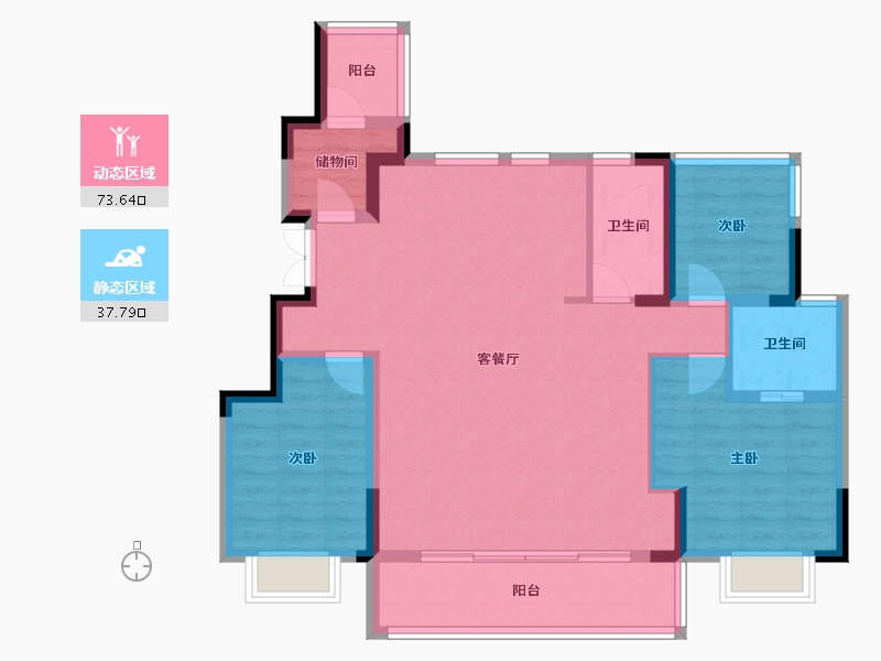 江苏省-常州市-金新滟澜湖-100.28-户型库-动静分区