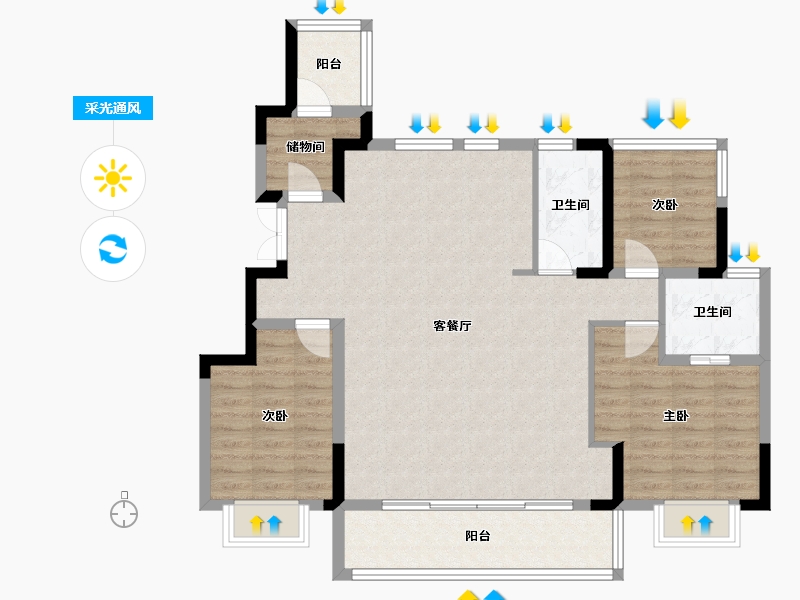 江苏省-常州市-金新滟澜湖-100.28-户型库-采光通风