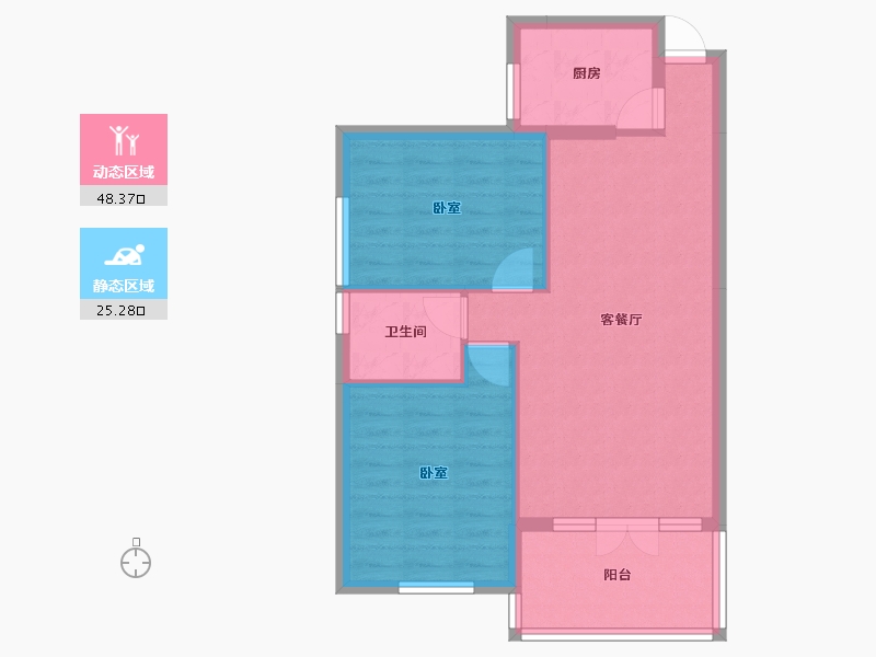 湖北省-武汉市-同馨花园雍豪府-66.36-户型库-动静分区