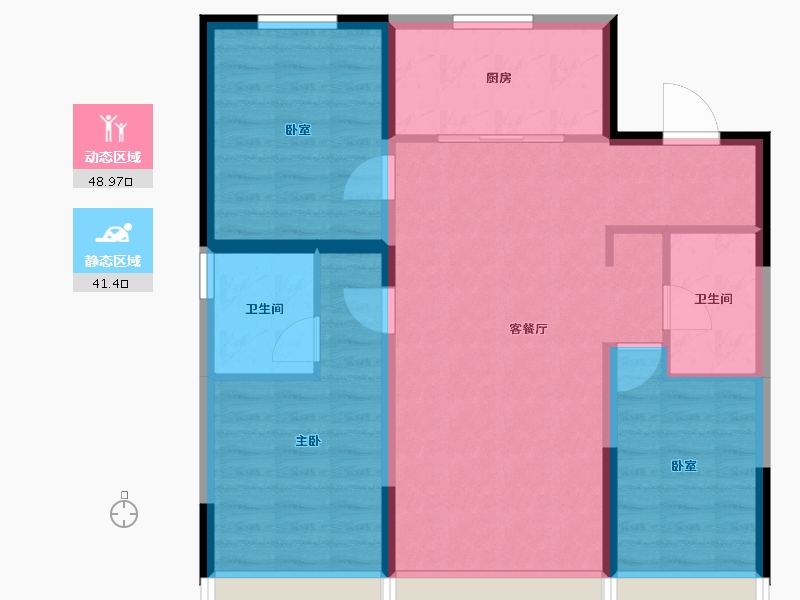 辽宁省-沈阳市-亚泰·鲲鹏府-81.06-户型库-动静分区