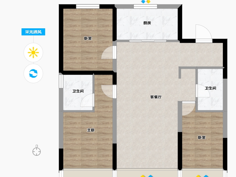 辽宁省-沈阳市-亚泰·鲲鹏府-81.06-户型库-采光通风