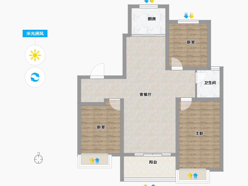 山东省-德州市-东城壹号院-86.40-户型库-采光通风