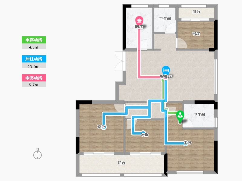 浙江省-宁波市-珑山樾花苑-99.91-户型库-动静线