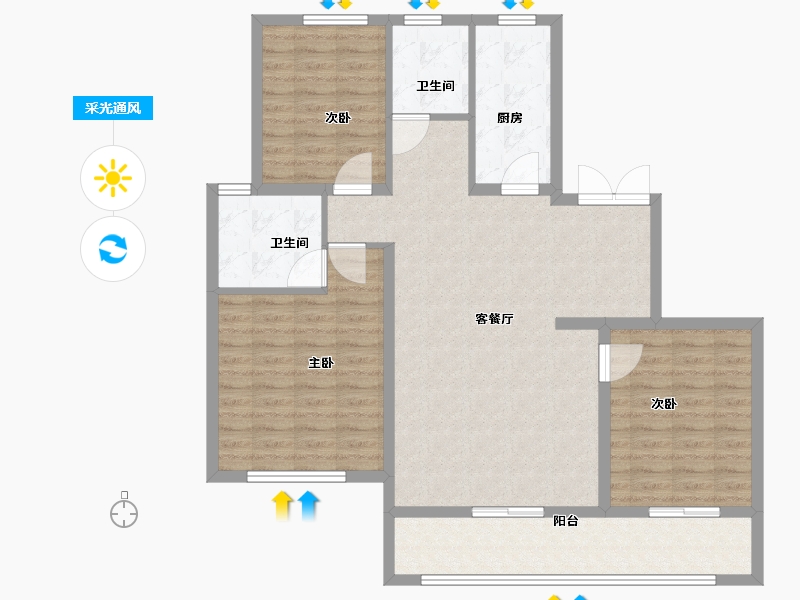 江苏省-扬州市-吾悦虎踞龙蟠-109.00-户型库-采光通风