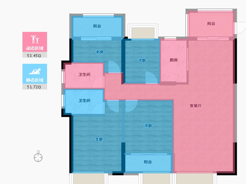 福建省-龙岩市-德兴印象铂郡-94.84-户型库-动静分区