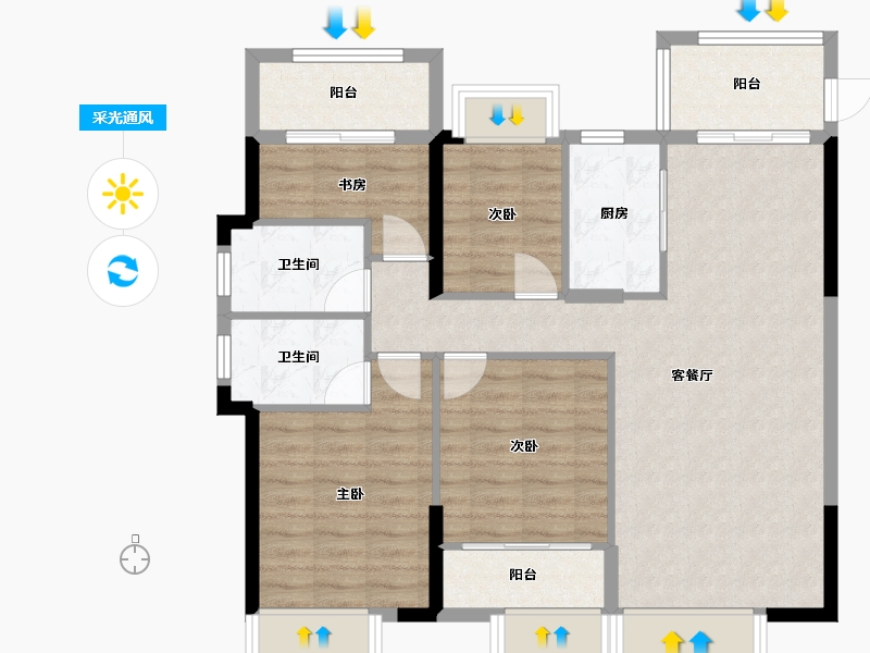 福建省-龙岩市-德兴印象铂郡-94.84-户型库-采光通风