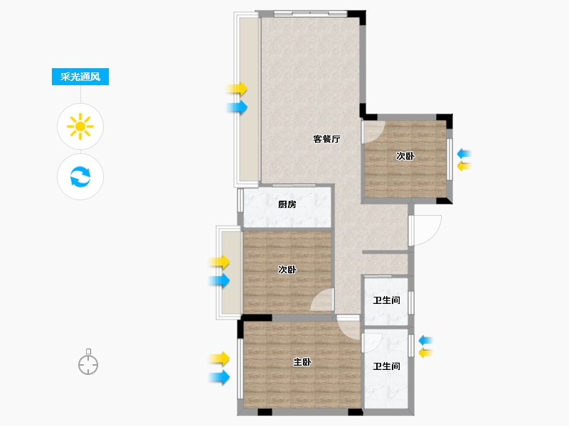 四川省-成都市-云上旅游度假区云镜-90.63-户型库-采光通风