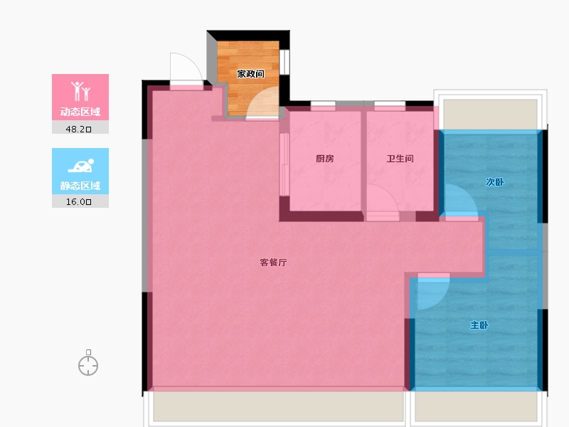 辽宁省-沈阳市-亚泰·鲲鹏府-60.23-户型库-动静分区