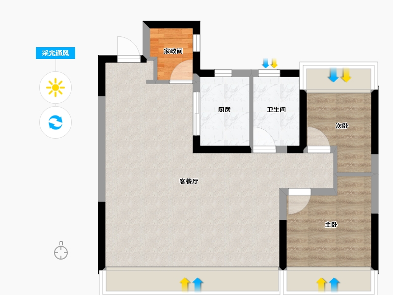 辽宁省-沈阳市-亚泰·鲲鹏府-60.23-户型库-采光通风