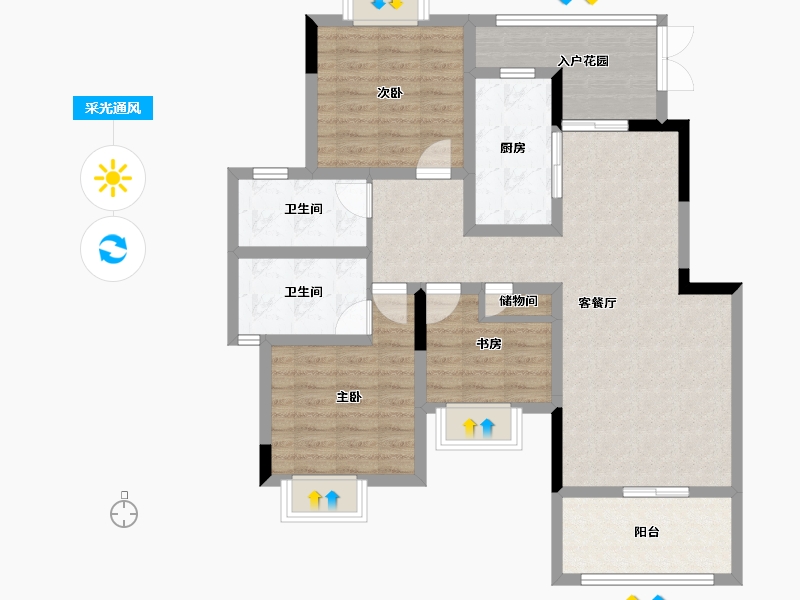 四川省-广安市-鑫鸿公馆-94.65-户型库-采光通风