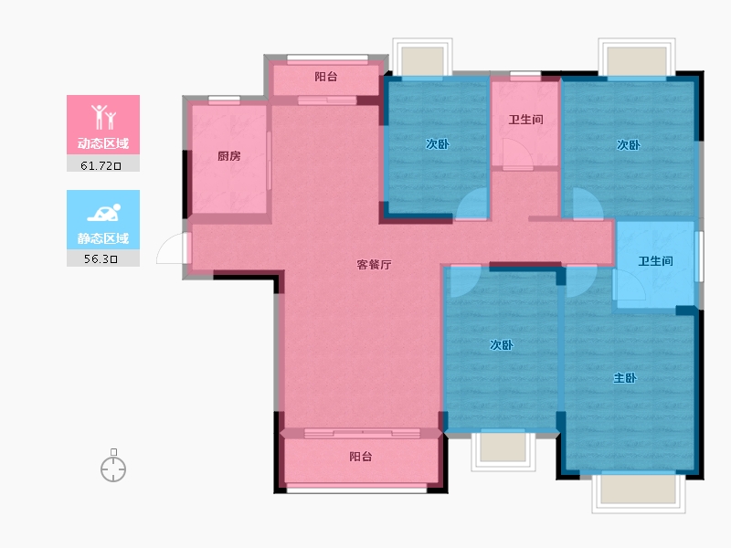 湖南省-常德市-宏泰·玖州府-106.38-户型库-动静分区