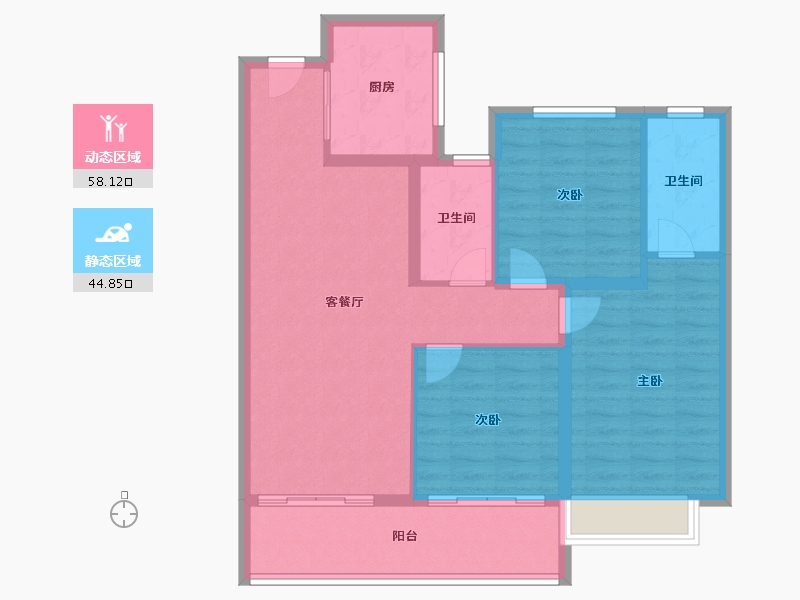 江苏省-南京市-景业龙光·玖云府-93.01-户型库-动静分区