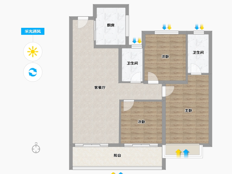 江苏省-南京市-景业龙光·玖云府-93.01-户型库-采光通风