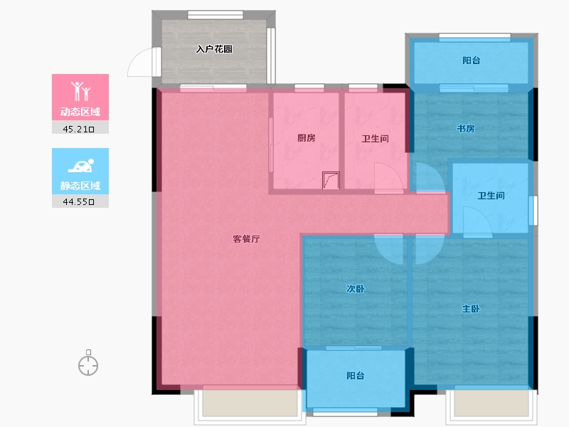 福建省-龙岩市-德兴印象铂郡-86.40-户型库-动静分区