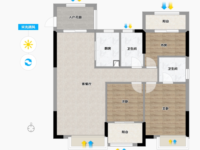 福建省-龙岩市-德兴印象铂郡-86.40-户型库-采光通风