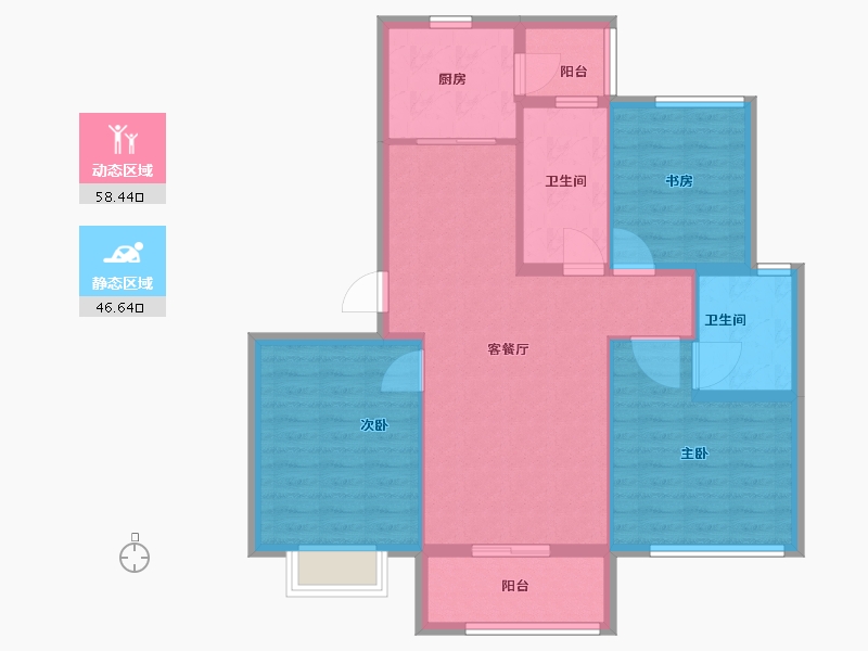 江苏省-扬州市-邗建和瑞苑-95.00-户型库-动静分区