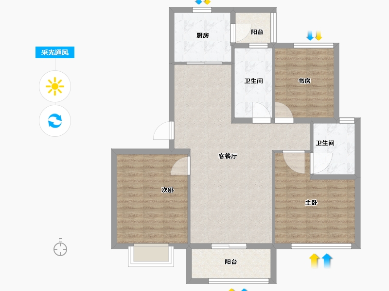 江苏省-扬州市-邗建和瑞苑-95.00-户型库-采光通风