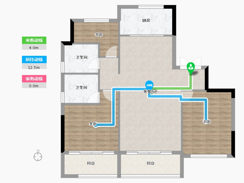 浙江省-宁波市-珑山樾花苑-103.53-户型库-动静线