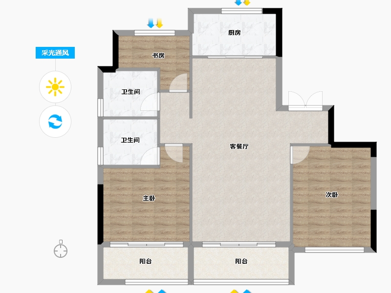 浙江省-宁波市-珑山樾花苑-103.53-户型库-采光通风