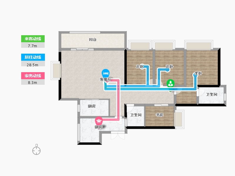 四川省-成都市-融创玖棠府住宅-126.56-户型库-动静线