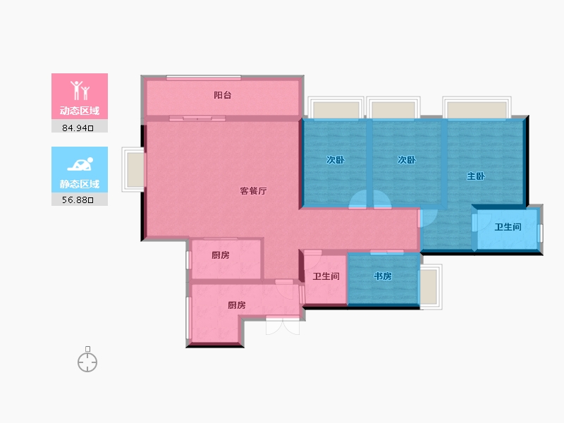 四川省-成都市-融创玖棠府住宅-126.56-户型库-动静分区