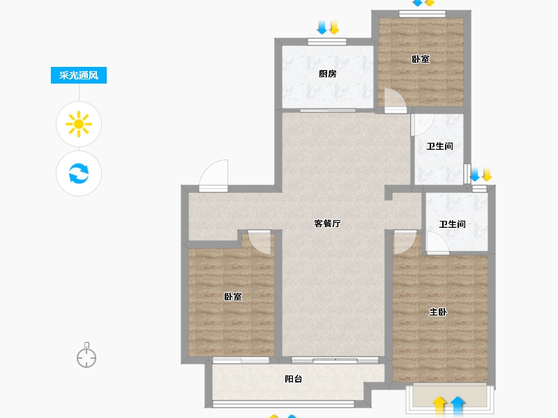 山东省-德州市-东城壹号院-102.58-户型库-采光通风