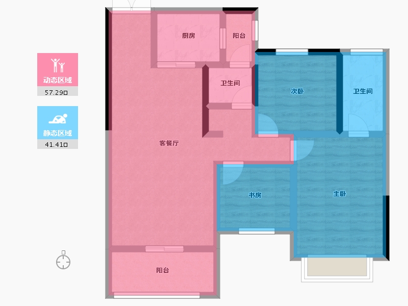 湖南省-常德市-弘康公馆-86.73-户型库-动静分区