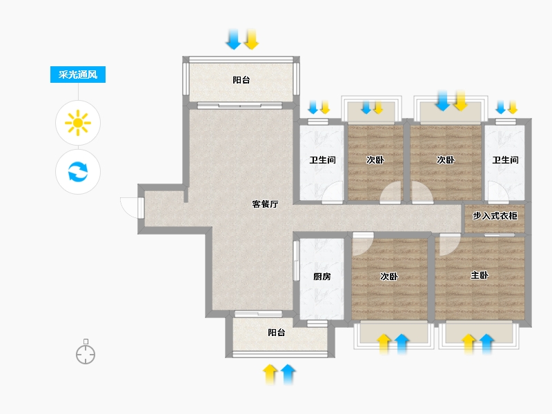 四川省-泸州市-敏捷江城源著-96.15-户型库-采光通风