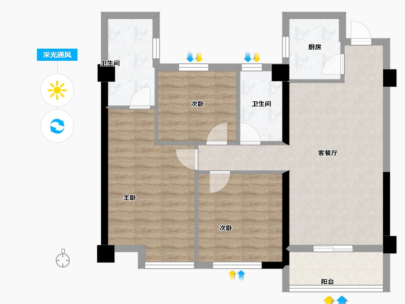 福建省-宁德市-龙芝富春茶城-73.60-户型库-采光通风