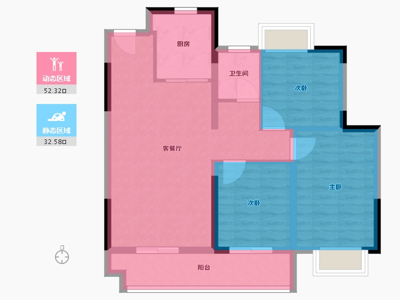 江苏省-扬州市-宝应碧桂园天悦公馆-76.00-户型库-动静分区