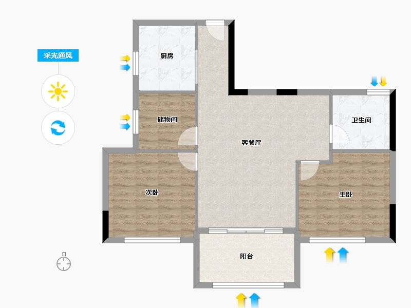 浙江省-宁波市-珑山樾花苑-85.68-户型库-采光通风